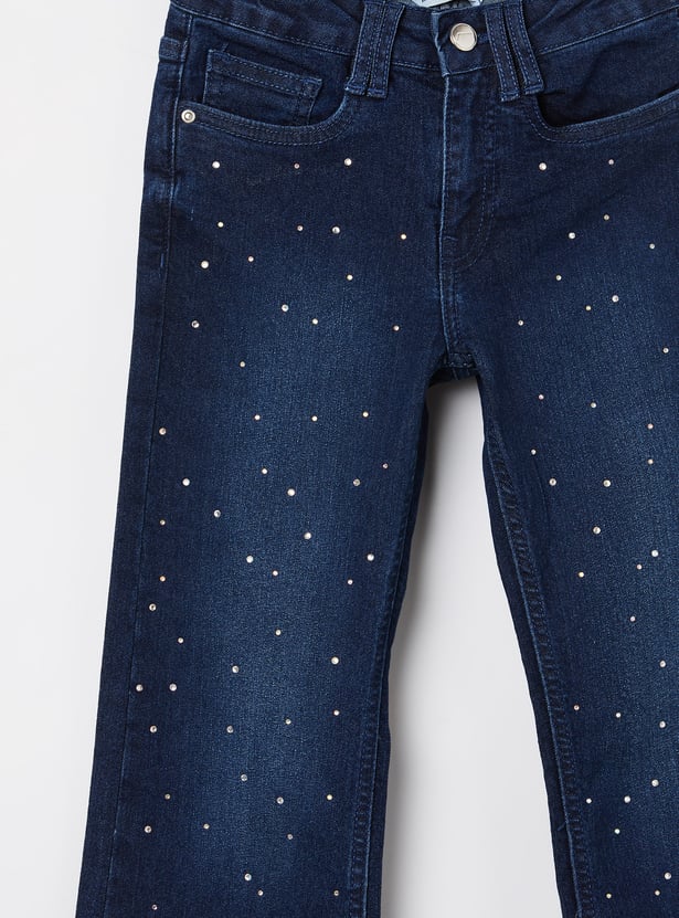 FAME FOREVER Girls Embellished Mid-Rise Jeans