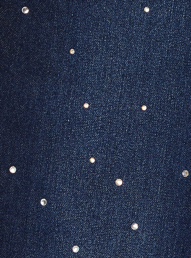 FAME FOREVER Girls Embellished Mid-Rise Jeans