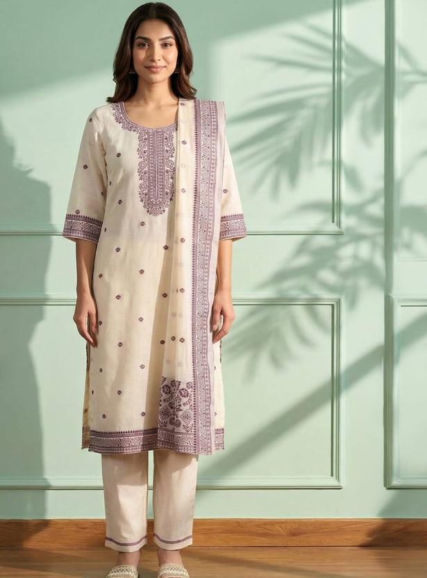 AURELIA Embroidered Straight Kurta Set
