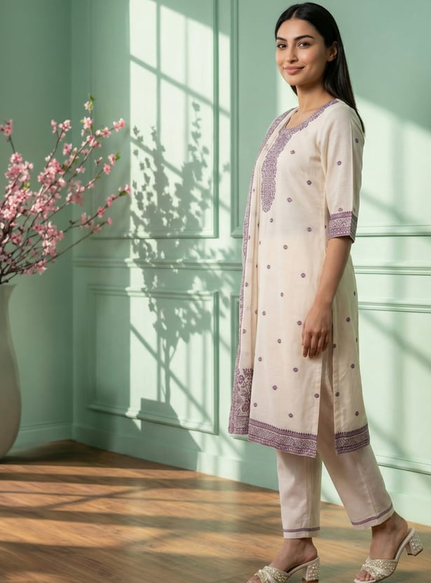 AURELIA Embroidered Straight Kurta Set