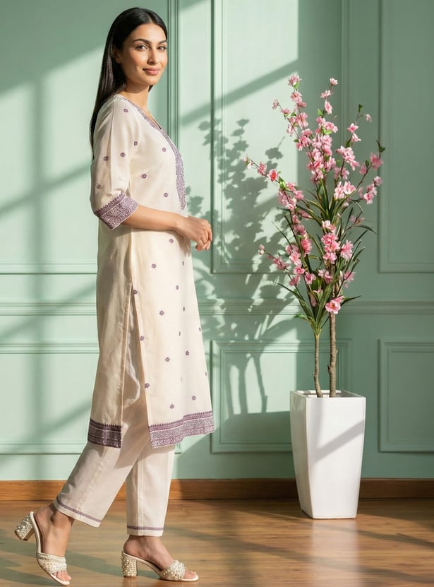 AURELIA Embroidered Straight Kurta Set