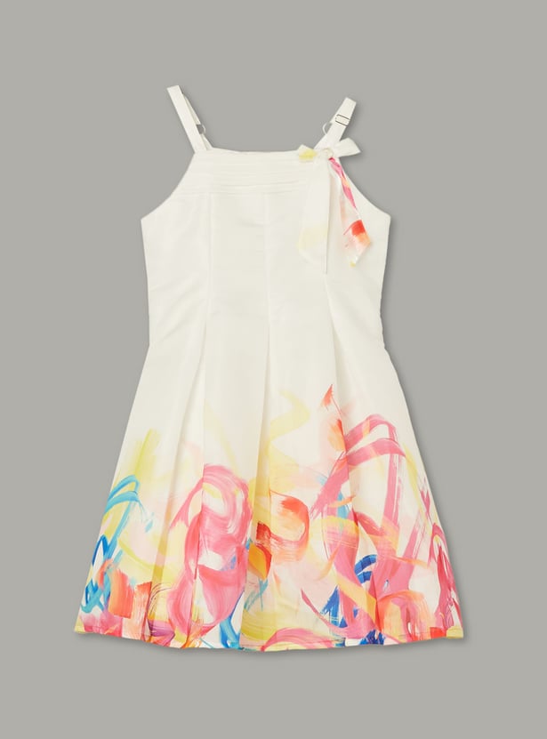 PEPPERMINT Girls Printed Bow Fit & Flare Dress