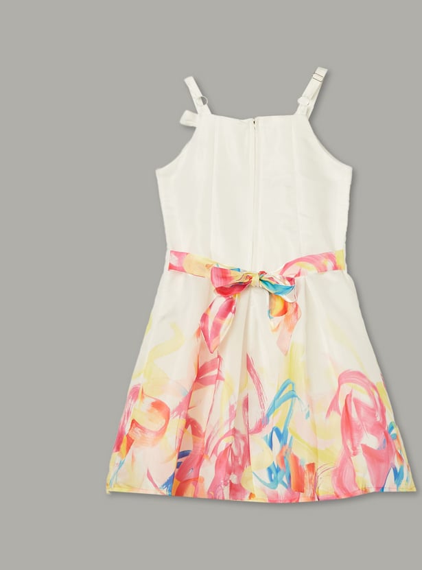 PEPPERMINT Girls Printed Bow Fit & Flare Dress