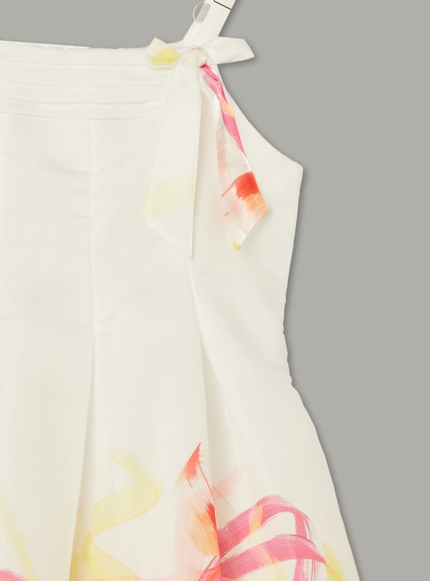 PEPPERMINT Girls Printed Bow Fit & Flare Dress