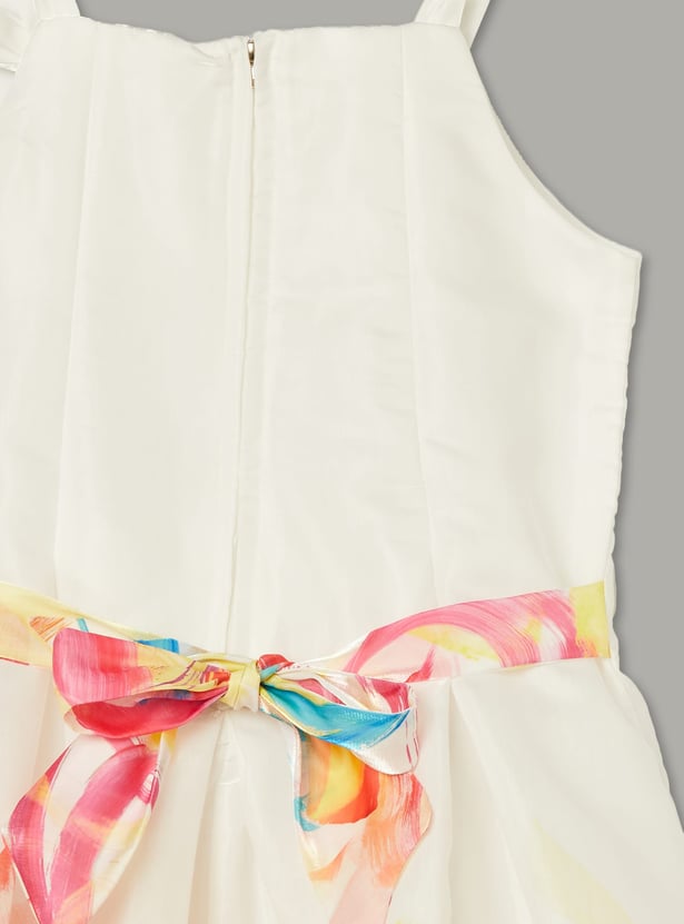 PEPPERMINT Girls Printed Bow Fit & Flare Dress