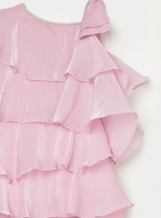 PEPPERMINT Girls Textured Tiered Dress