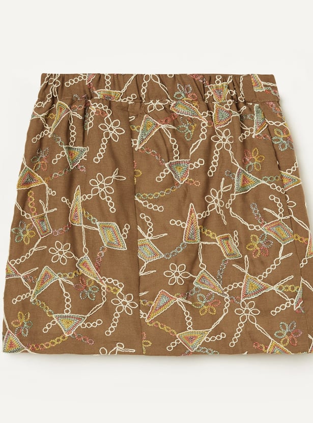 PEPPERMINT Girls Embroidered Top with Skirt Set