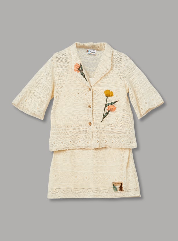 PEPPERMINT Girls Embroidered Top with Skirt and Camisole