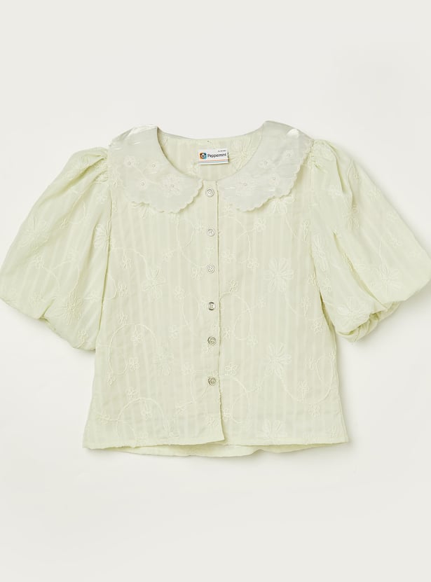 PEPPERMINT Girls Embroidered Top