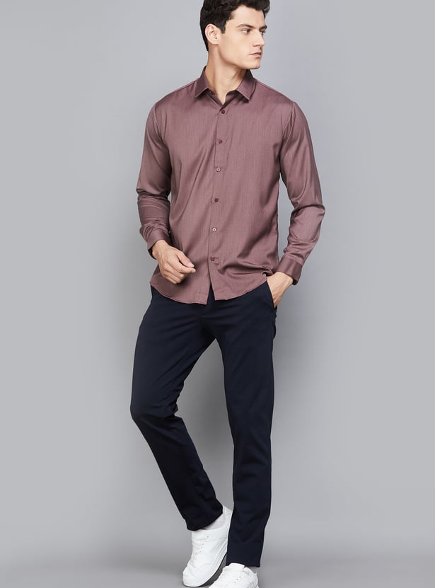 V DOT Solid Slim Fit Shirt