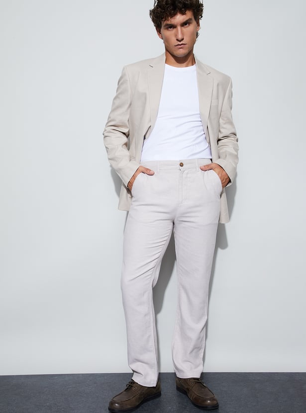 CODE Solid Regular Fit Trousers