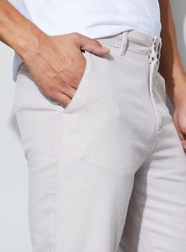 CODE Solid Regular Fit Trousers
