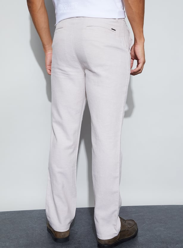 CODE Solid Regular Fit Trousers