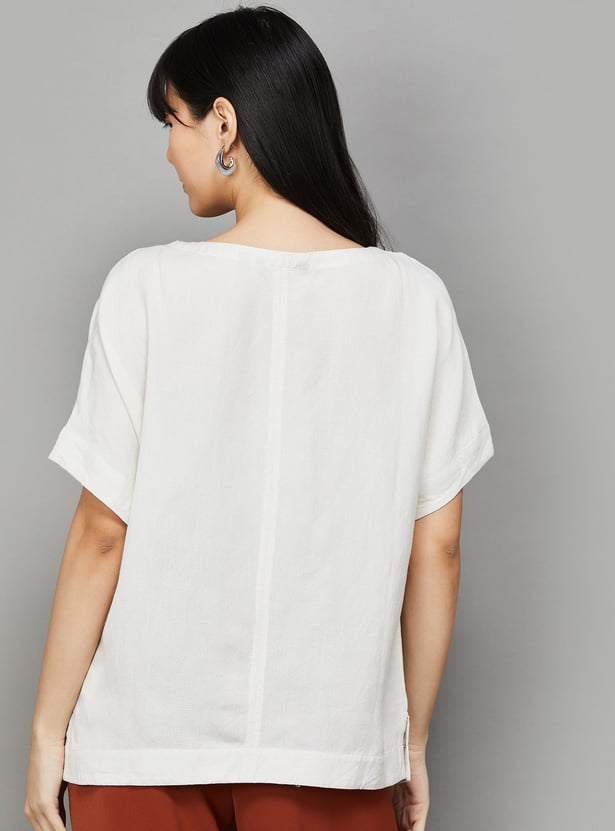 VAN HEUSEN Solid Extended Sleeve Top