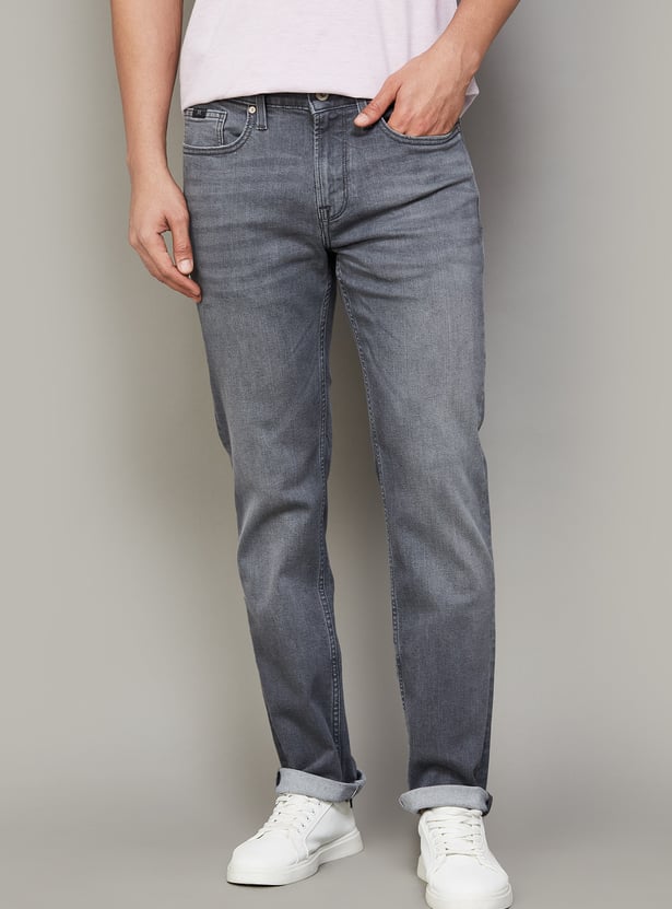 FLYING MACHINE Washed Slim Straight Jeans