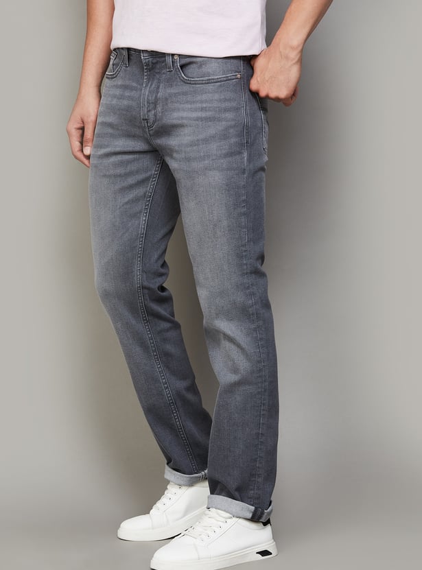 FLYING MACHINE Washed Slim Straight Jeans