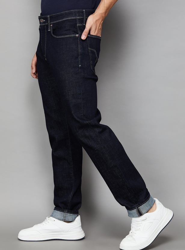 FLYING MACHINE Solid Mid-Rise Slim Straight Jeans