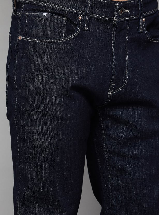 FLYING MACHINE Solid Mid-Rise Slim Straight Jeans