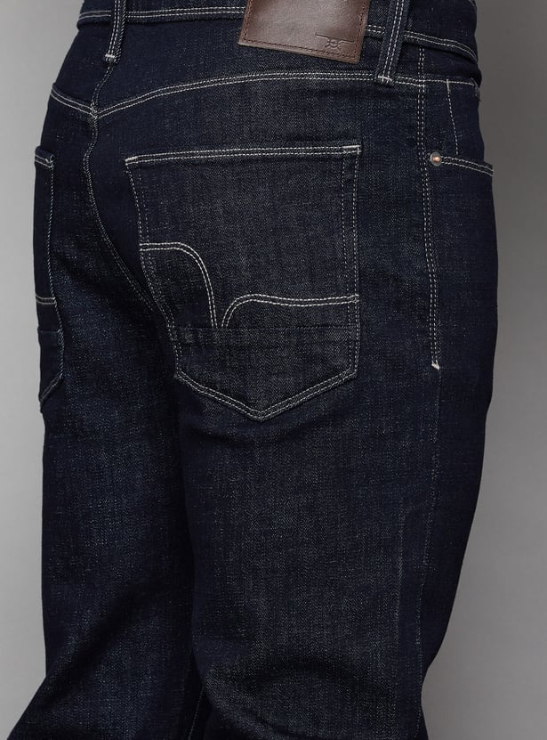 FLYING MACHINE Solid Mid-Rise Slim Straight Jeans