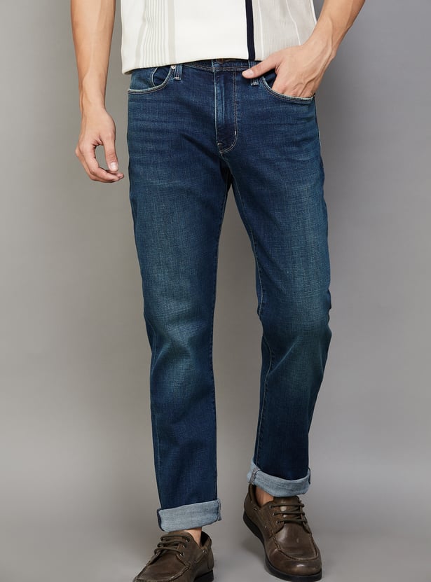FLYING MACHINE Washed Slim Straight Jeans