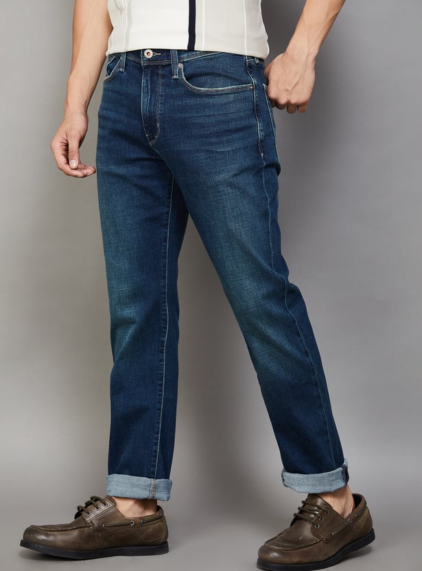 FLYING MACHINE Washed Slim Straight Jeans