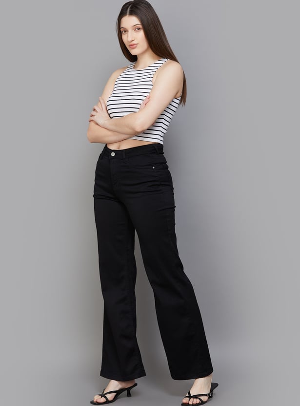 KRAUS Solid Wide Leg Jeans