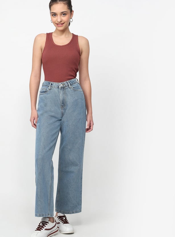 KRAUS Solid Wide Leg Jeans
