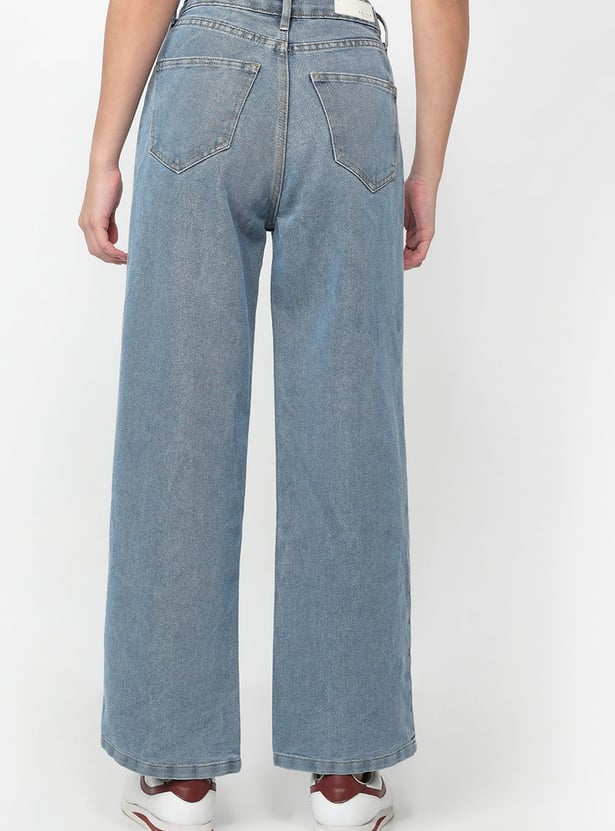 KRAUS Solid Wide Leg Jeans