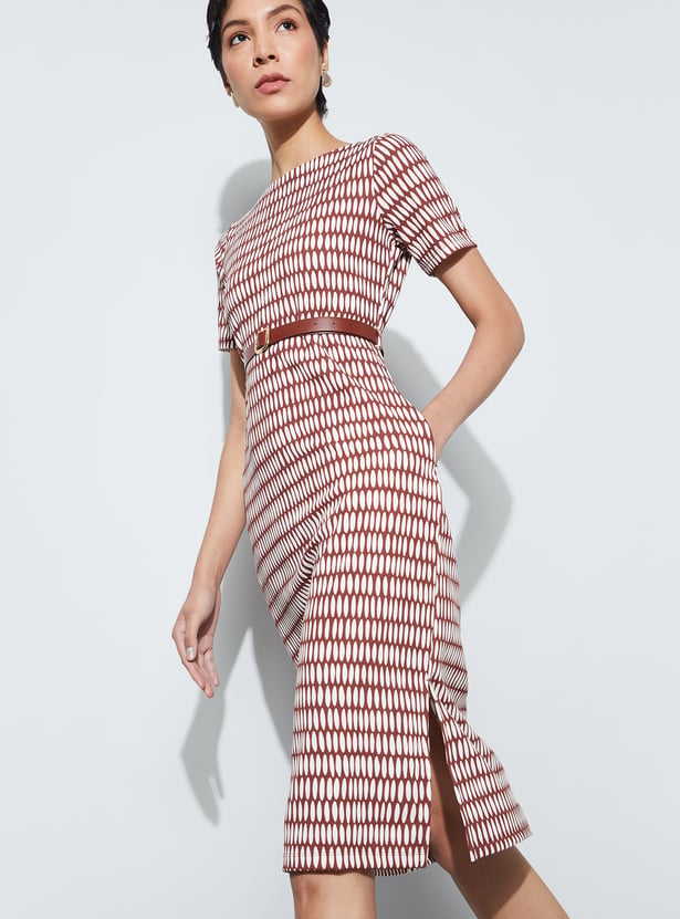 CODE CLASSIC Patterned Zipped Sheath Dress