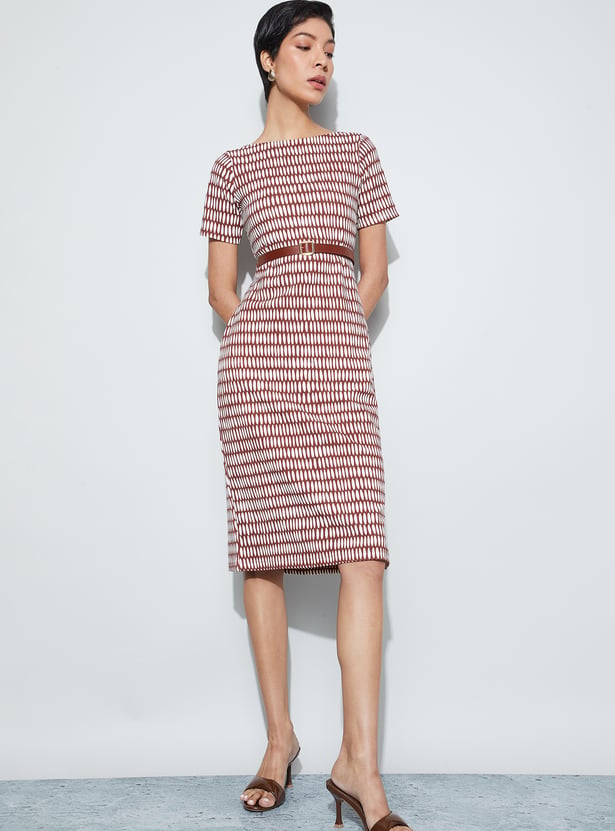 CODE CLASSIC Patterned Zipped Sheath Dress