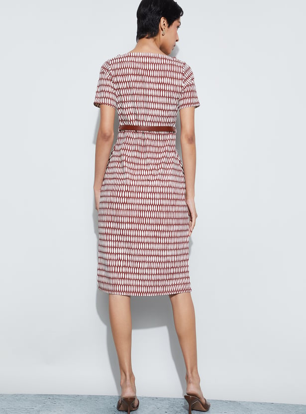 CODE CLASSIC Patterned Zipped Sheath Dress