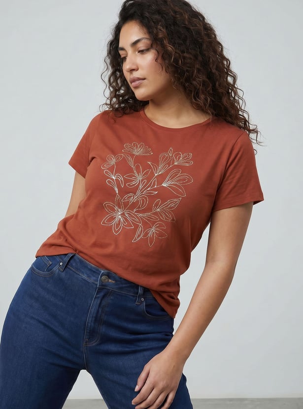 NEXUS Floral Embroidered T-shirt