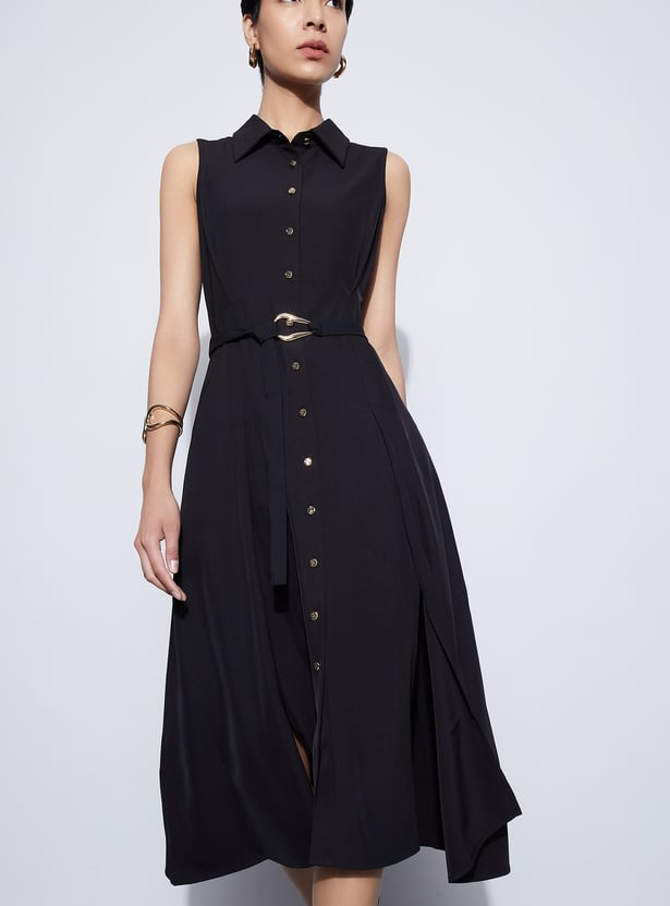 CODE Solid Shirt Dress