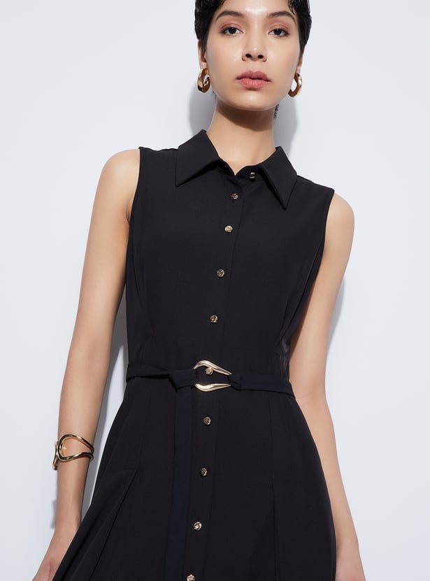 CODE Solid Shirt Dress