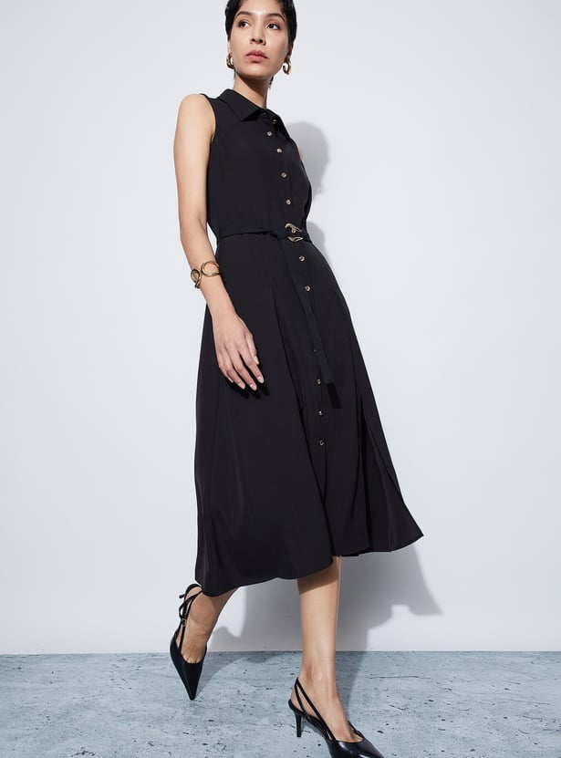 CODE Solid Shirt Dress