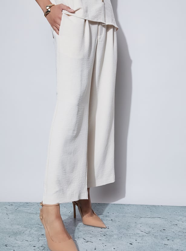 CODE Pleated Wide-Leg Trousers