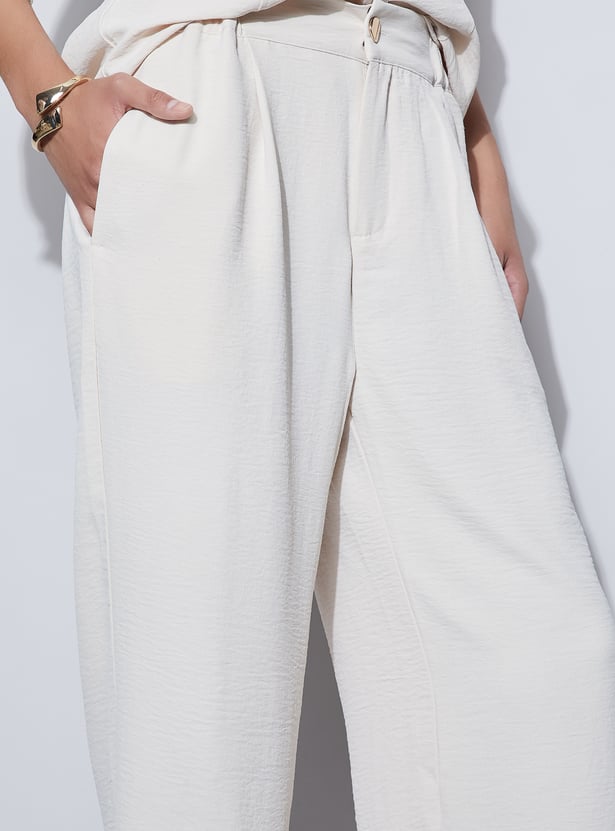 CODE Pleated Wide-Leg Trousers