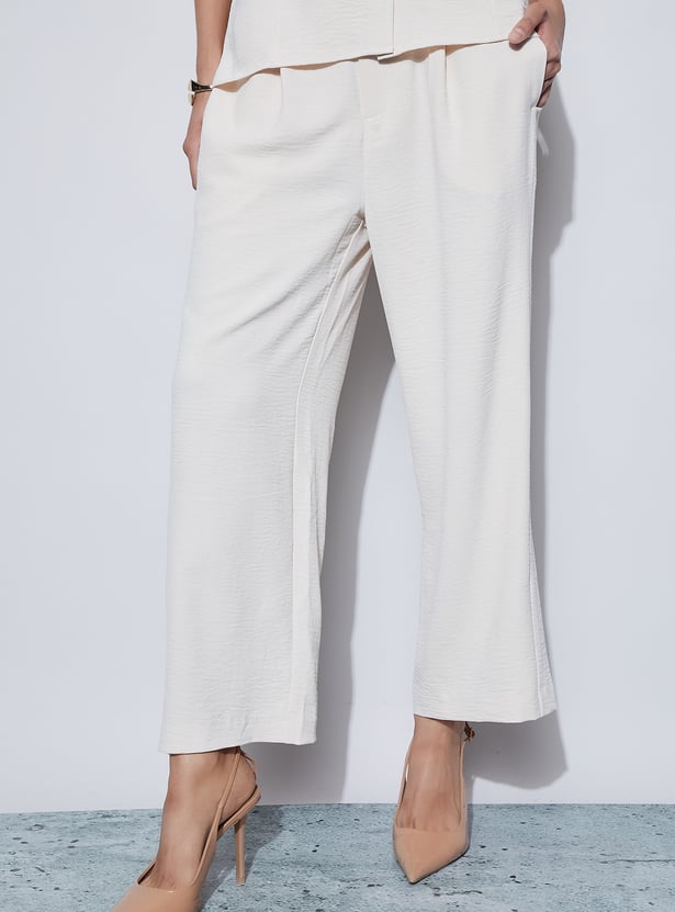 CODE Pleated Wide-Leg Trousers