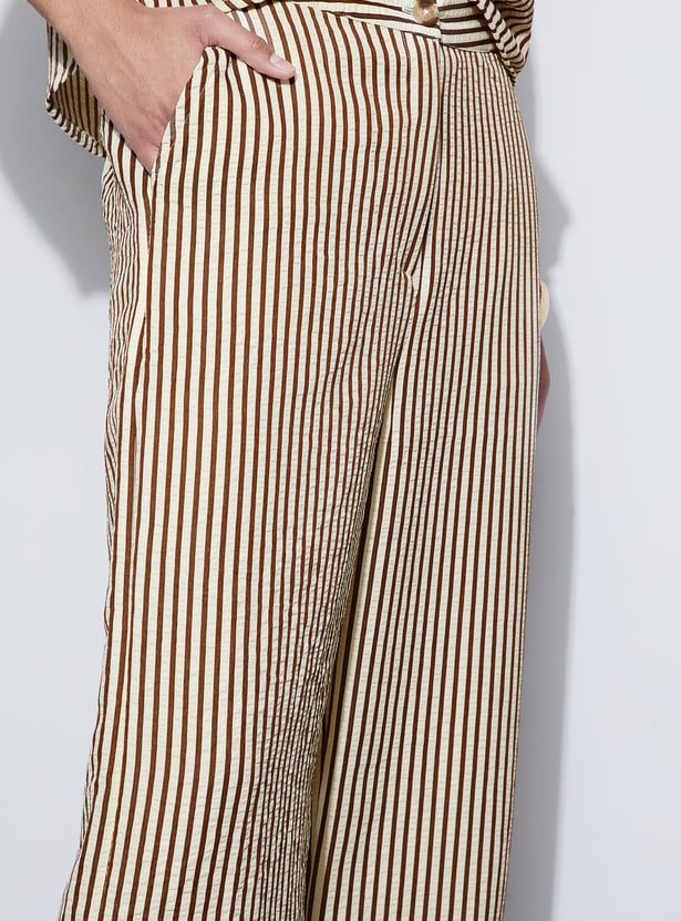 CODE Striped Straight Trousers