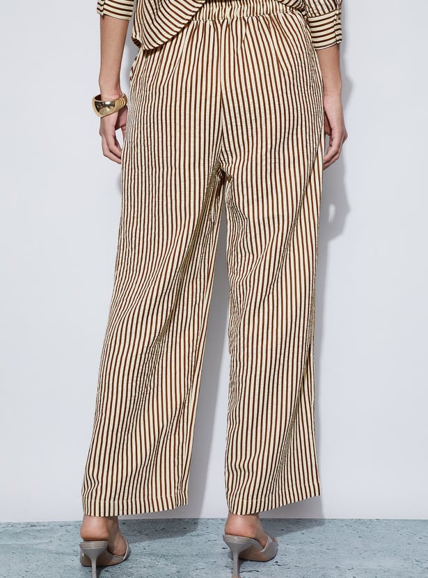 CODE Striped Straight Trousers