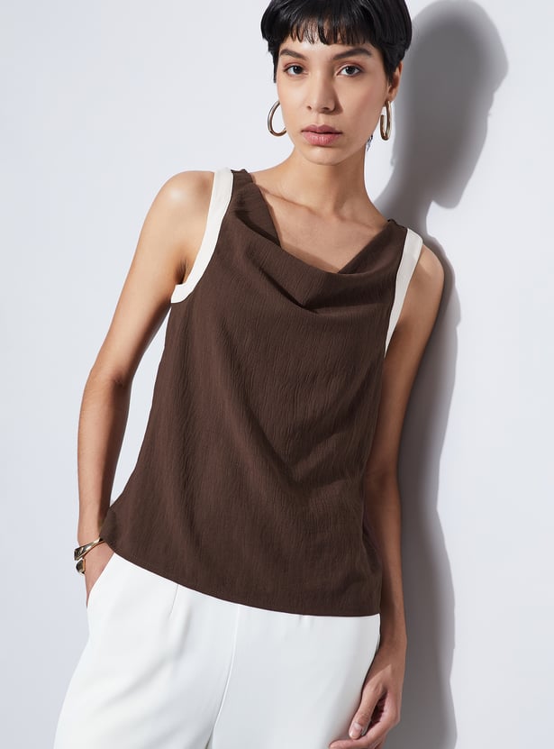 CODE Textured Cowl Neck Top