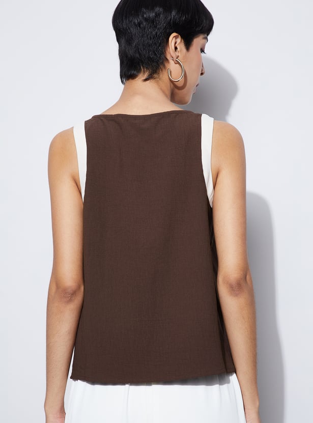 CODE Textured Cowl Neck Top