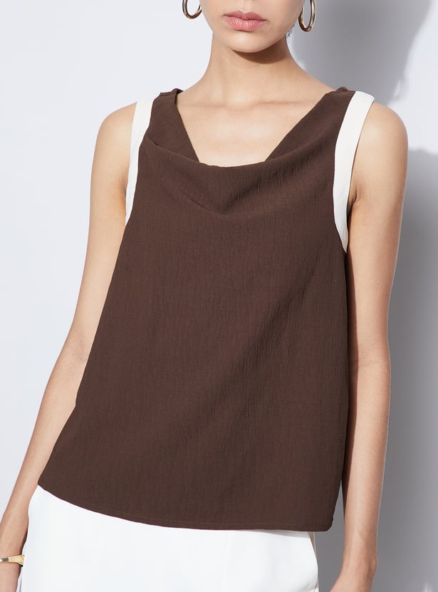 CODE Textured Cowl Neck Top