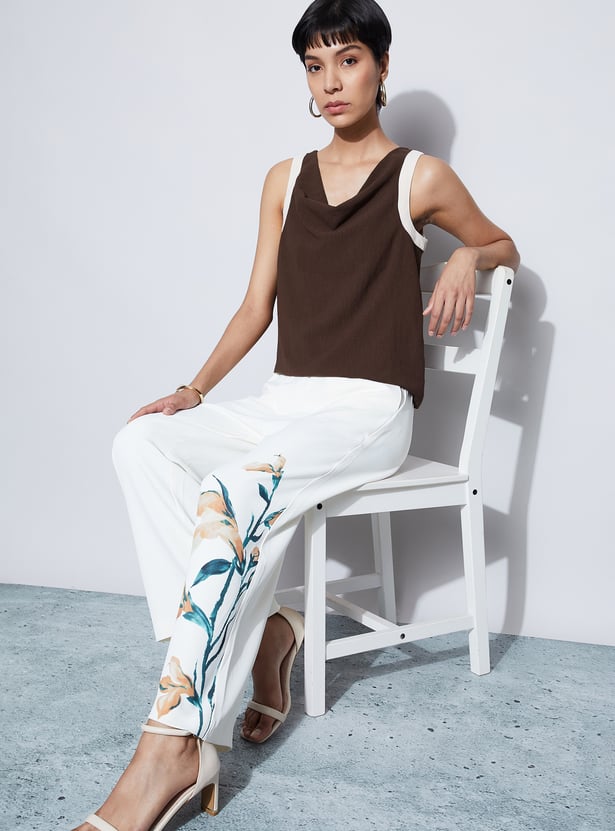 CODE Textured Cowl Neck Top