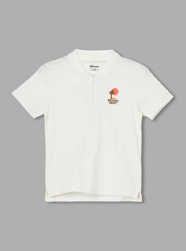 FAME FOREVER Boys Applique Polo T-shirt