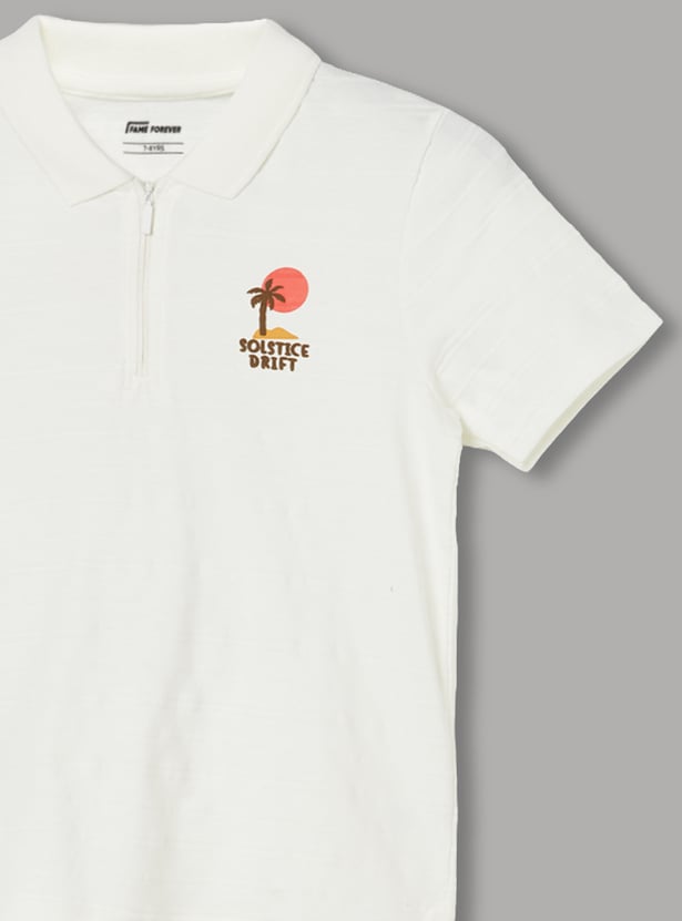 FAME FOREVER Boys Applique Polo T-shirt