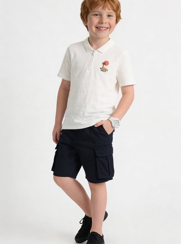 FAME FOREVER Boys Applique Polo T-shirt