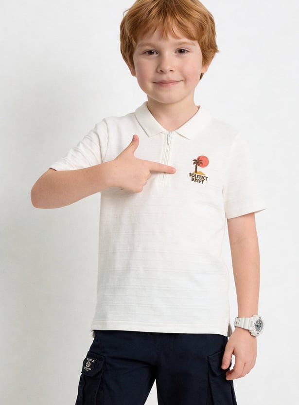 FAME FOREVER Boys Applique Polo T-shirt