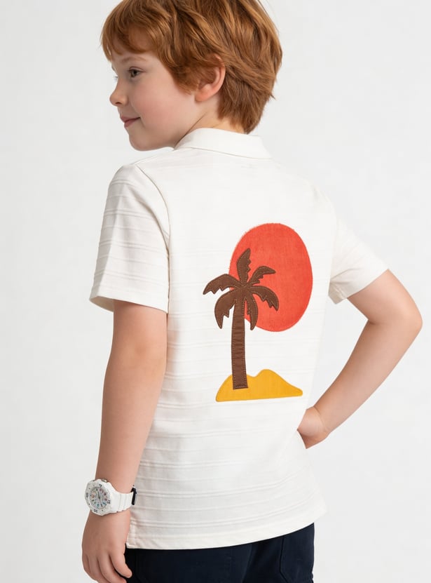 FAME FOREVER Boys Applique Polo T-shirt