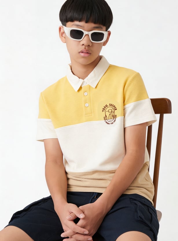 FAME FOREVER Boys Colourblock Polo T-shirt